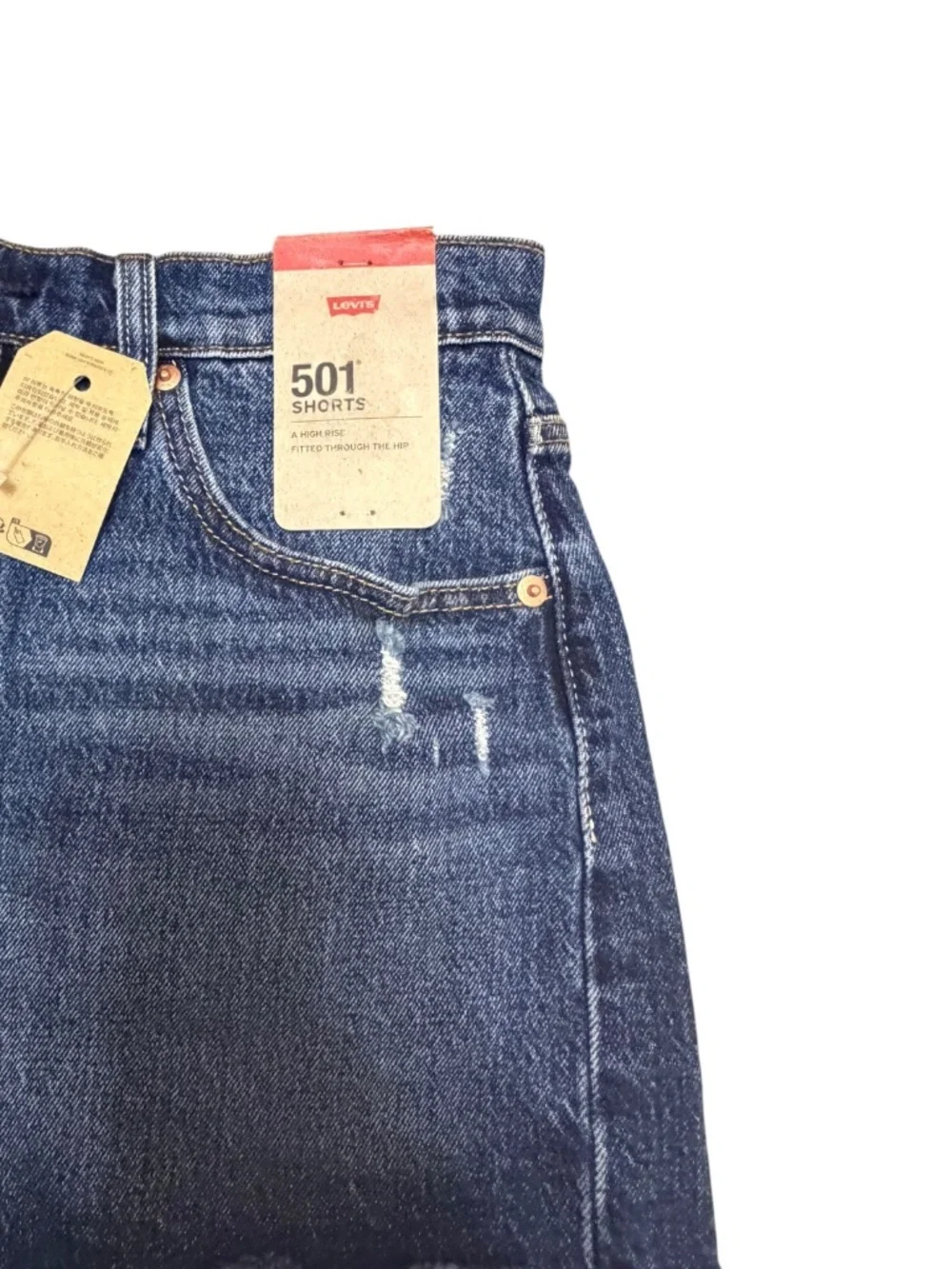 Levi’s 501 High Rise Distressed Denim Shorts Size 29 NWT